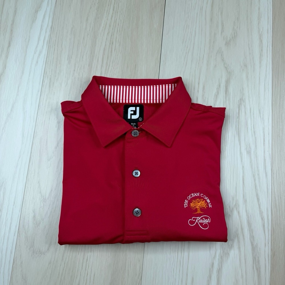 Footjoy FJ Ocean Course Kiawah Island Golf Polo Shirt Men's  Size L Large Red